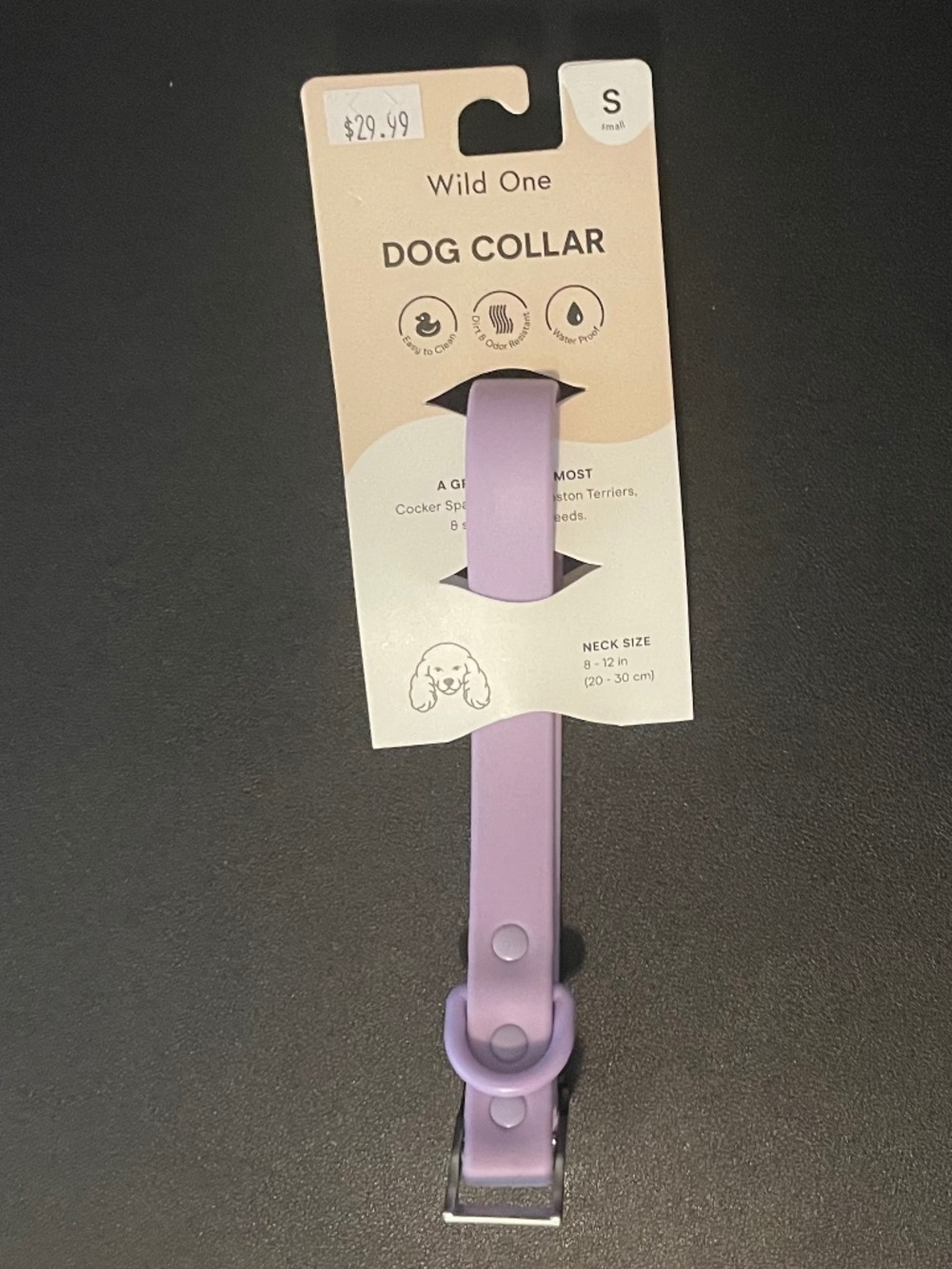NWT Wild One Blush Adjustable Waterproof Flex-Poly Coated Nylon Dog Collar Lilac